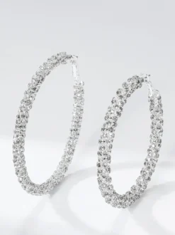 Boucles d'oreilles créoles simples à strass pour femmes 2026