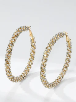 Boucles d'oreilles créoles simples à strass pour femmes 2026