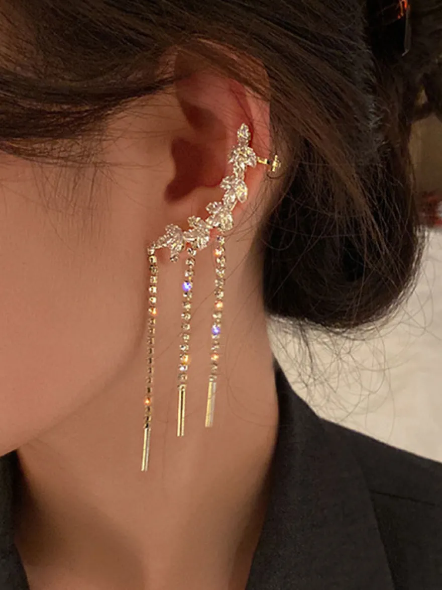 Boucles d'oreilles de mariage Strass Fille Strass Bijoux de mariée percés