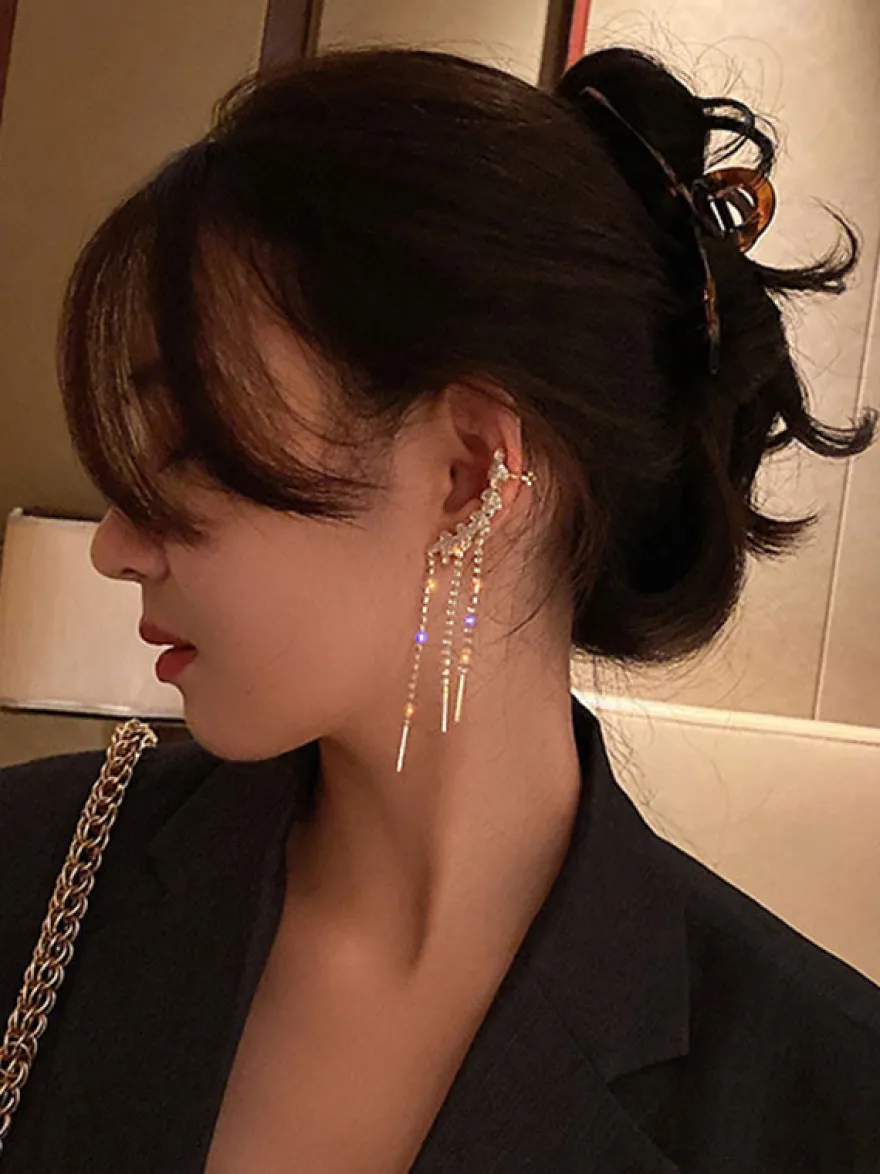 Boucles d'oreilles de mariage Strass Fille Strass Bijoux de mariée percés