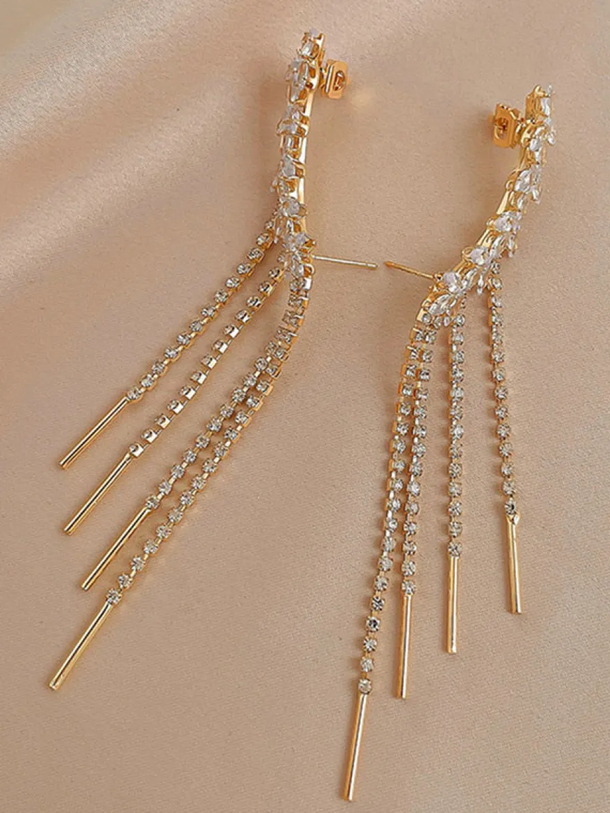Boucles d'oreilles de mariage Strass Fille Strass Bijoux de mariée percés