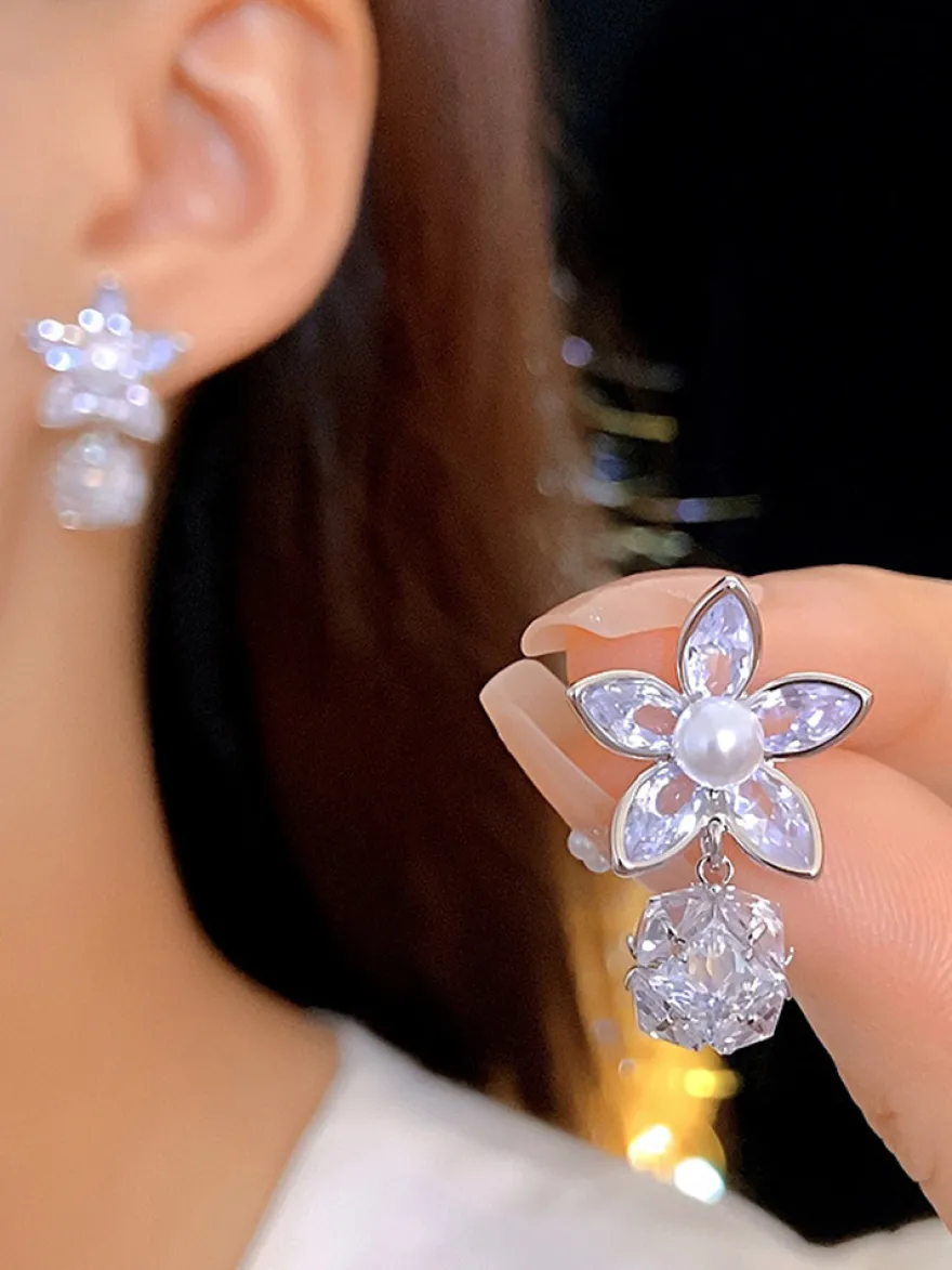Boucles d'oreilles de mariage en métal et diamant Bijoux de mariage percés