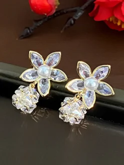 Boucles d'oreilles de mariage en métal et diamant Bijoux de mariage percés