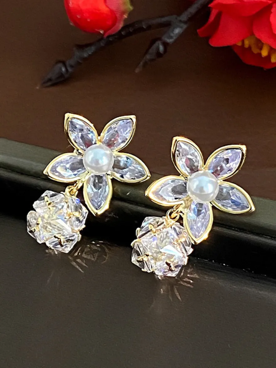 Boucles d'oreilles de mariage en métal et diamant Bijoux de mariage percés