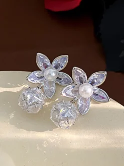 Boucles d'oreilles de mariage en métal et diamant Bijoux de mariage percés
