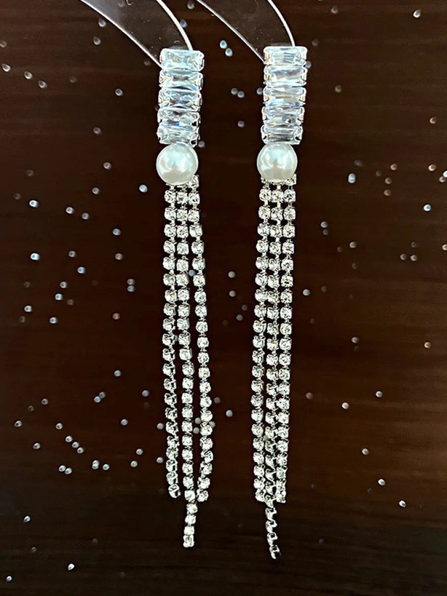 Boucles d'oreilles de mariage en métal et diamant Bijoux de mariage percés
