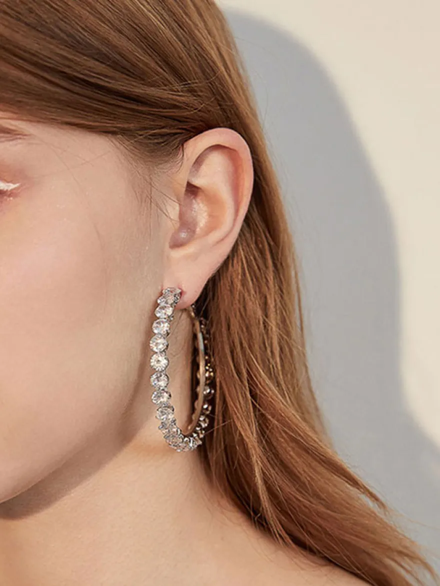 Boucles d'oreilles de mariée Diamant Fille Strass Bijoux de mariée percés