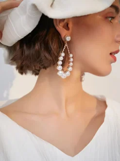 Boucles d'oreilles de mariée en métal pour femmes