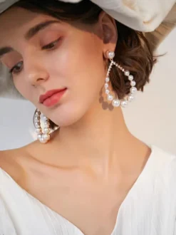 Boucles d'oreilles de mariée en métal pour femmes