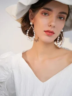 Boucles d'oreilles de mariée en métal pour femmes
