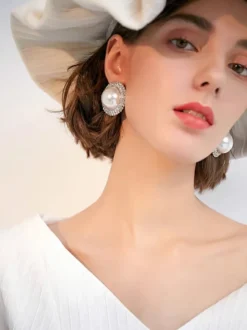 Boucles d'oreilles de mariée en métal pour femmes bijoux de mariage percés