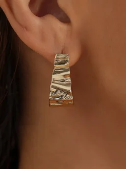 Boucles d'oreilles en métal doré pour adolescentes style européen décontracté bijoux métalliques