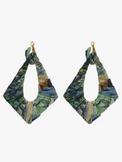 Boucles d'oreilles en métal vert style vintage géométrique et color block pour adultes.