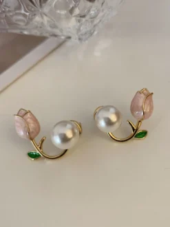 Boucles d'oreilles en perles et fleurs de tulipes pour femmes 2026