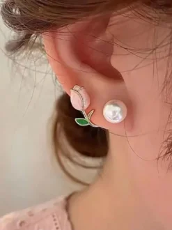 Boucles d'oreilles en perles et fleurs de tulipes pour femmes 2026