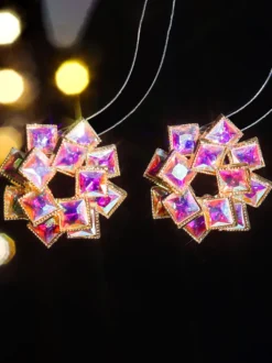 Boucles d'oreilles en strass avec fleurs en verre coloré pour femmes 2026