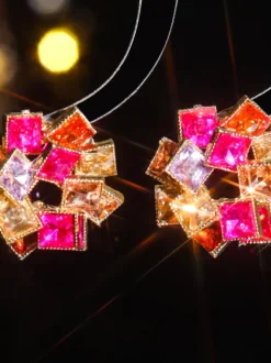 Boucles d'oreilles en strass avec fleurs en verre coloré pour femmes 2026