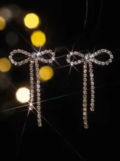 Boucles d'oreilles en strass avec nœud brillant pour femmes 2026