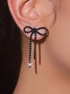 Boucles d'oreilles en strass avec nœud brillant pour femmes 2026