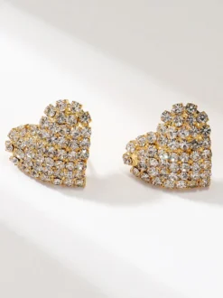 Boucles d'oreilles en strass en forme de cœur pour femmes 2026