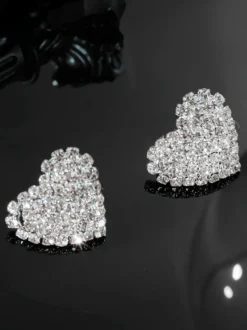 Boucles d'oreilles en strass en forme de cœur pour femmes 2026