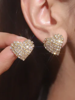 Boucles d'oreilles en strass en forme de cœur pour femmes 2026