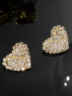 Boucles d'oreilles en strass en forme de cœur pour femmes 2026
