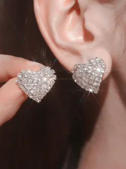 Boucles d'oreilles en strass en forme de cœur pour femmes 2026