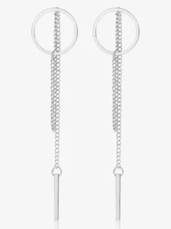 Boucles d'oreilles géométriques creuses rondes longues à pampilles pour femmes 2026