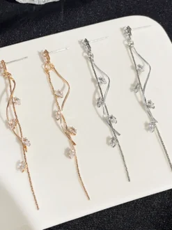 Boucles d'oreilles longues en cristal pour femmes 2026