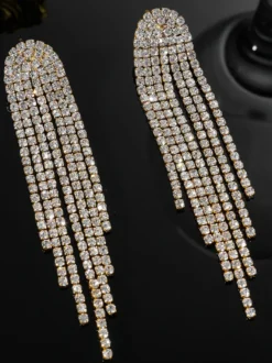 Boucles d'oreilles longues à pampilles et strass brillants pour femmes 2026