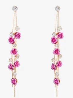 Boucles d'oreilles pendantes à motif floral rose pour femmes 2026