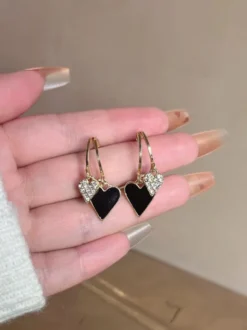 Boucles d'oreilles pendantes double cœur pour femmes 2026