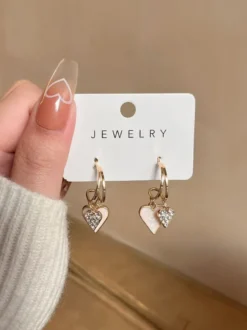 Boucles d'oreilles pendantes double cœur pour femmes 2026
