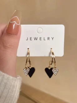 Boucles d'oreilles pendantes double cœur pour femmes 2026