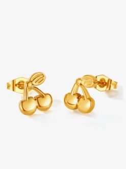 Boucles d'oreilles à tige en forme de cerise dorée pour femme 2026
