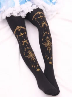 Bourgogne Lolita Collant Ange Croix Dorure Lolita Velours Stocking Déguisements Halloween