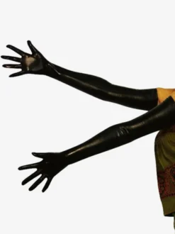 Brillant métallique noir épaule longueur gants Déguisements Halloween