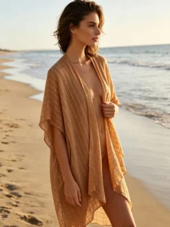 Cache-maillots bordeaux à manches courtes en polyester pour femmes maillots de bain d'été pour la plage.