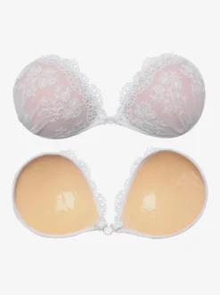 Cache-tétons adhésifs invisibles en dentelle florale bleue dos nu soutien-gorge push-up collant