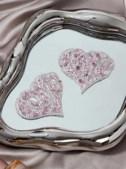 Cache-tétons de mariage à paillettes roses Nubra roses en strass en forme de cœur