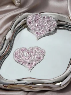 Cache-tétons de mariage à paillettes roses Nubra roses en strass en forme de cœur