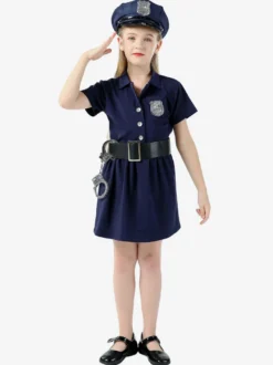 Cadeau Enfants Police Cosplay Costume Chapeau Ceinture Coton Mélange Enfants Cosplay Ensemble Déguisement Carnaval