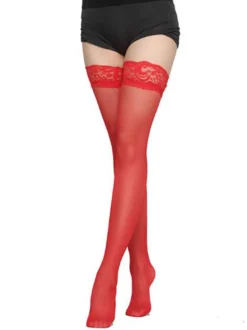 Cadeau Saint Valentin Bas Collants Bas autofixants Femmes en Dentelles Transparentes Longs Creusants Florals Unicolore