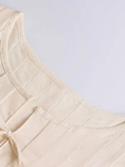 Camisole blanc top à lacet plissé coton lin décontracté femmes haut