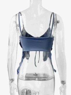 Camisole À Bretelles Col À Lacets Top Sexy En Polyester Irrégulier Pour Femmes