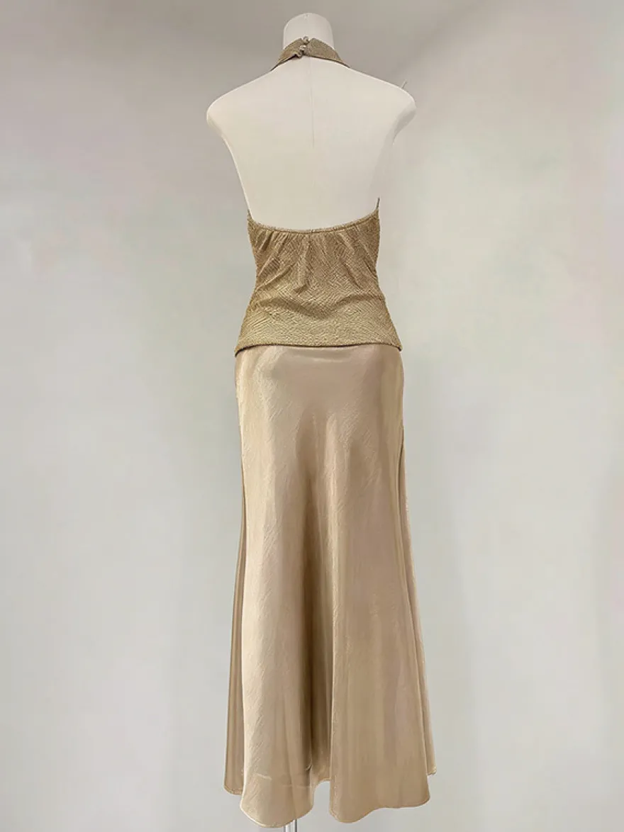 Camisole dorée à col licou pour femmes camisole décontractée