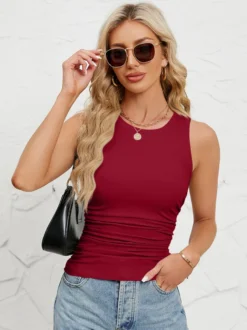 Camisole Moulant Bordeaux Chic Polyester Femmes Camis Top