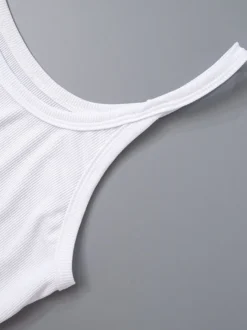 Camisole Simple De Cow-boy Blanche À Col En U Pour Femme