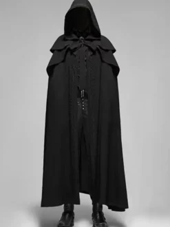 Cape à capuche noire unisexe médiévale gothique vampire costume Renaissance